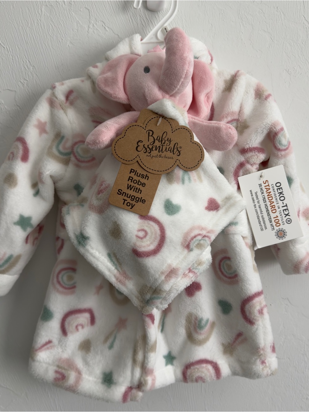 Baby Essentials NWT Plush Robe & Toy Lovey 0-9 Mos